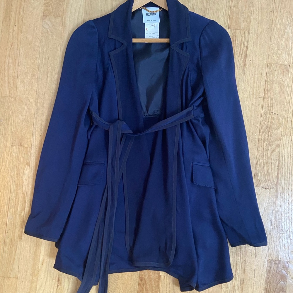 Vintage Moschino navy blue wool blend jacket